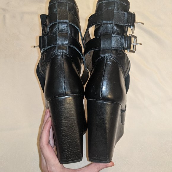 Swedish Designer Carin Wester Black Wedge Leather boots - Picture 8 of 8